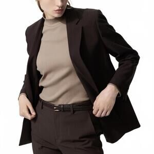 Uniqlo Ribbed High Neck T-Shirt NWT Beige XL